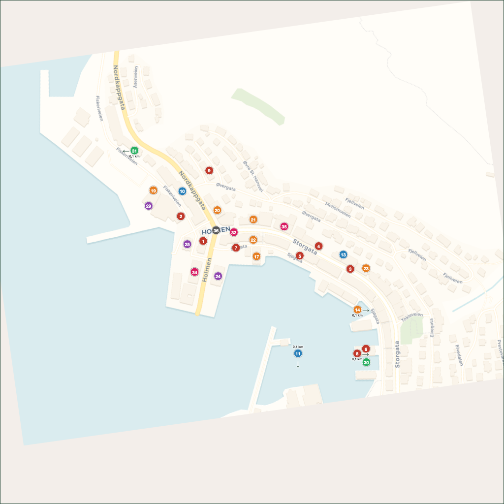 Honningsvåg turistkart